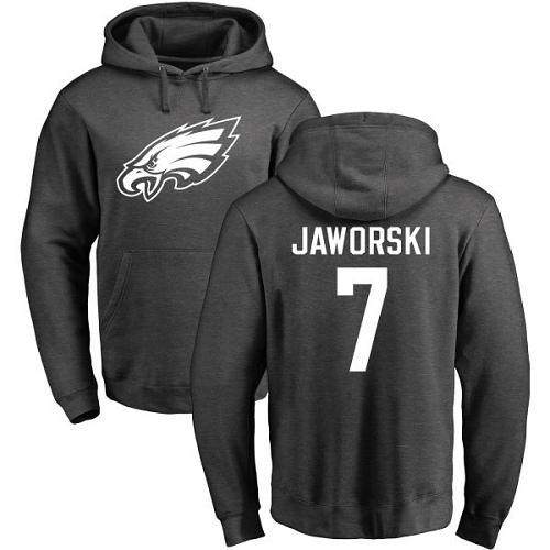 Men Philadelphia Eagles #7 Ron Jaworski Ash One Color NFL Pullover Hoodie Sweatshirts->philadelphia eagles->NFL Jersey